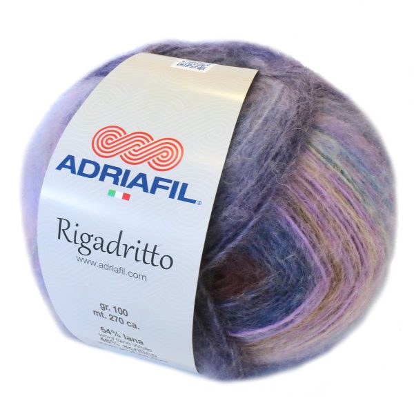 Adriafil Rigadritto premium Italian self striping yarn skein color 42, soft brushed yarn for knitting and crochet