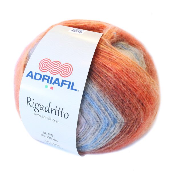 Adriafil Rigadritto premium Italian self striping yarn skein color 43, soft brushed yarn for knitting and crochet