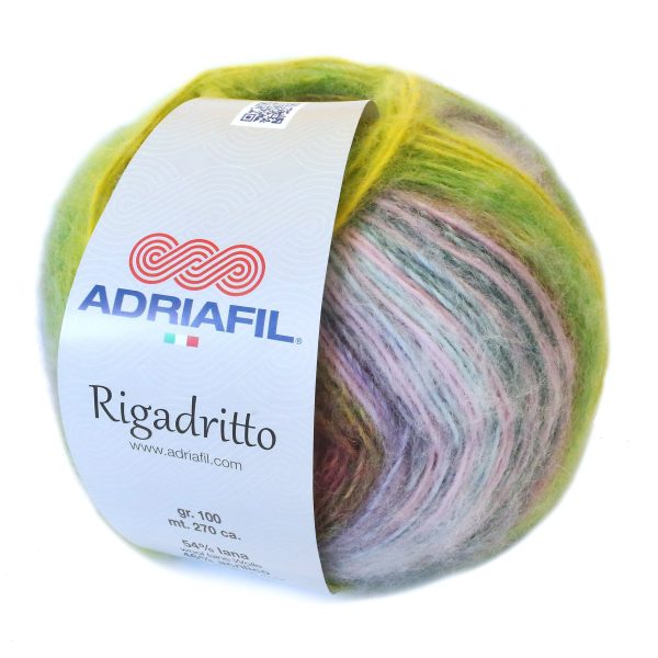 Adriafil Rigadritto premium Italian self striping yarn skein color 46, soft brushed yarn for knitting and crochet