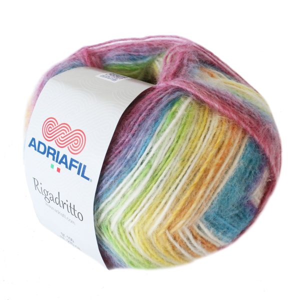 Adriafil Rigadritto premium Italian self striping yarn skein color 48, soft brushed yarn for knitting and crochet
