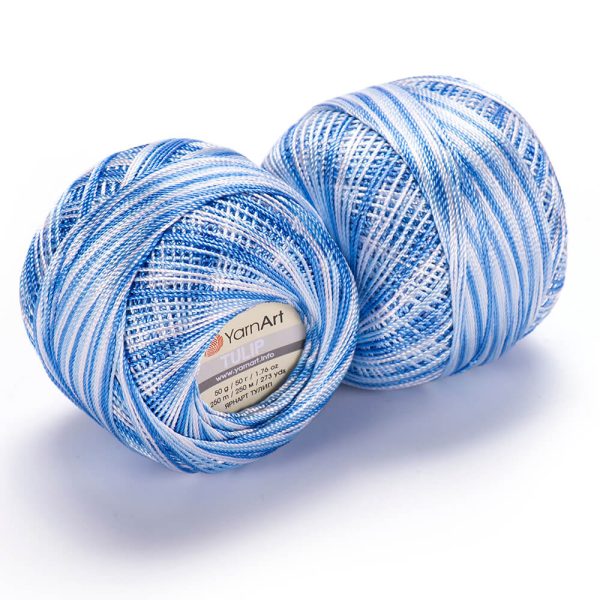 YarnArt Tulip crochet thread silky shiny yarn skein variegated color 446 for lace crochet summer garments and accessories