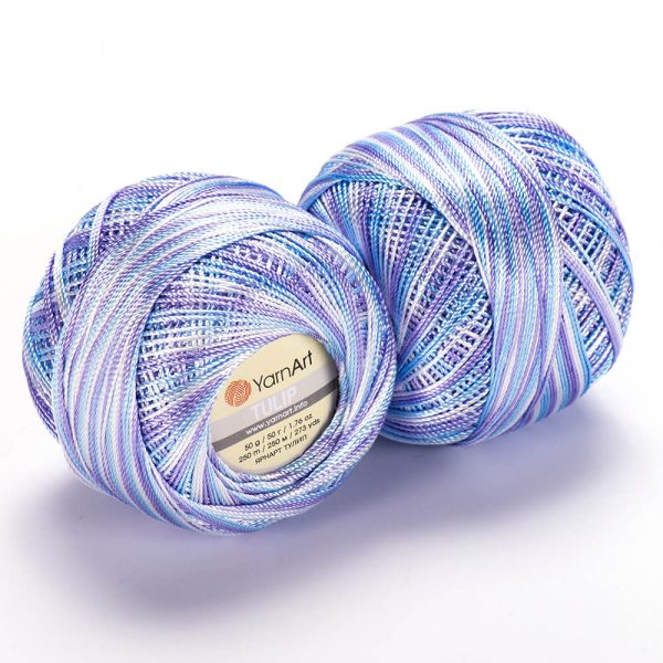YarnArt Tulip crochet thread silky shiny yarn skein variegated color 449 for lace crochet summer garments and accessories