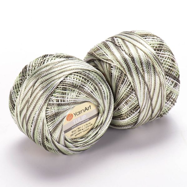 YarnArt Tulip crochet thread silky shiny yarn skein variegated color 451 for lace crochet summer garments and accessories