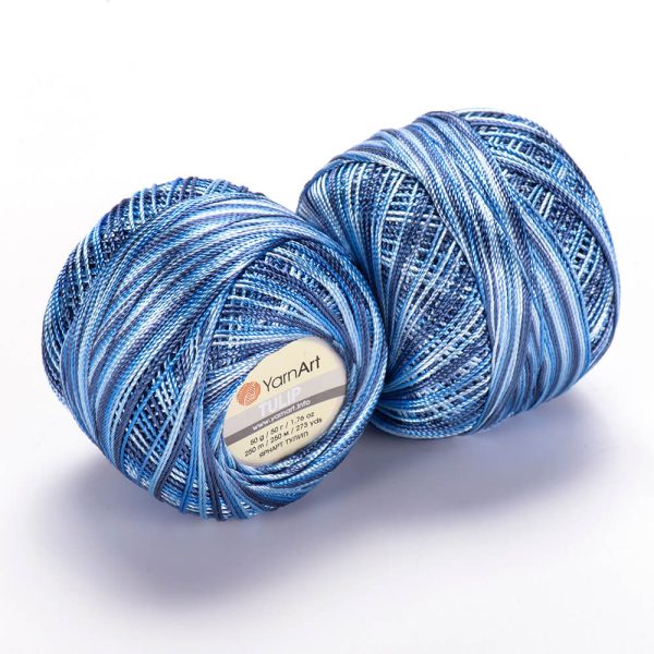 YarnArt Tulip crochet thread silky shiny yarn skein variegated color 456 for lace crochet summer garments and accessories