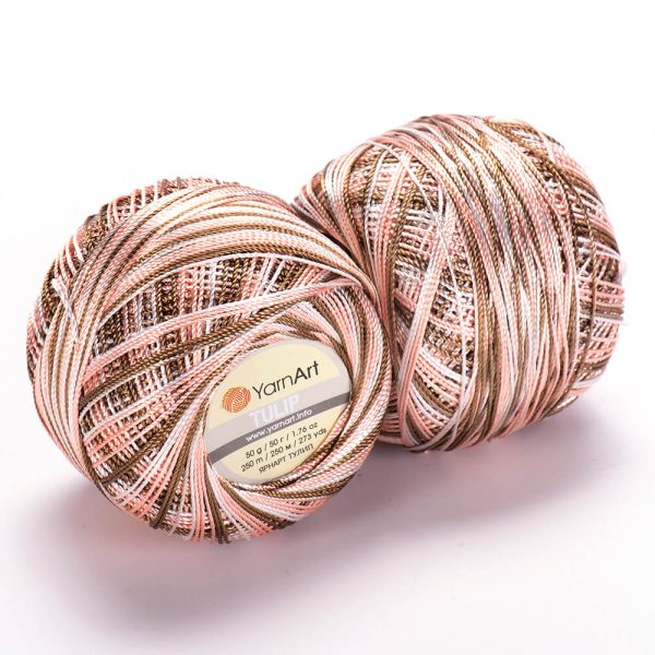 YarnArt Tulip crochet thread silky shiny yarn skein variegated color 460 for lace crochet summer garments and accessories