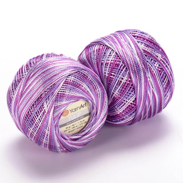 YarnArt Tulip crochet thread silky shiny yarn skein variegated color 461 for lace crochet summer garments and accessories