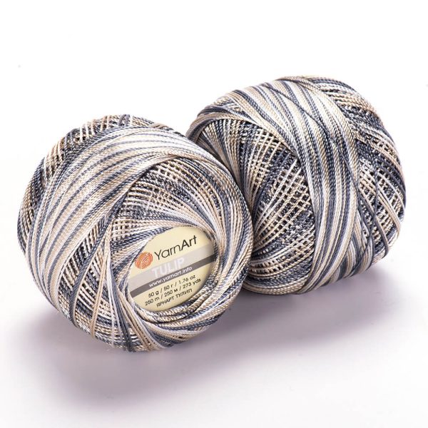 YarnArt Tulip crochet thread silky shiny yarn skein variegated color 476 for lace crochet summer garments and accessories