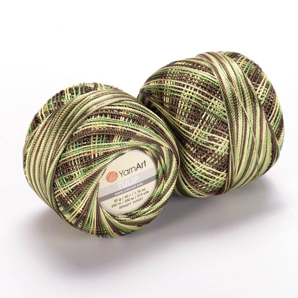 YarnArt Tulip crochet thread silky shiny yarn skein variegated color 477 for lace crochet summer garments and accessories