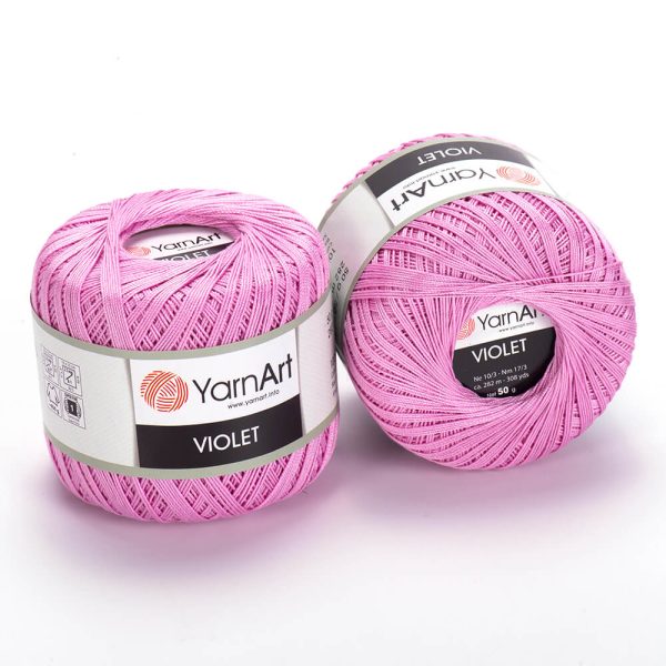 YarnArt Violet crochet thread mercerized cotton yarn skein color 19 fine lace yarn for doilies and summer garments