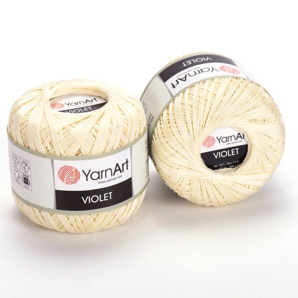 YarnArt Violet crochet thread mercerized cotton yarn skein color 26 fine lace yarn for doilies and summer garments