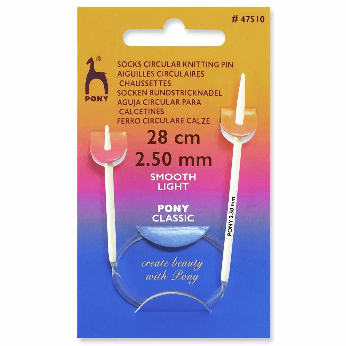APALAD PONY ZEĶU ADĀMADATAS AR LOCIŅU 28CM - īsās apaļās adatas zeķēm un piedurknēm - Image 1