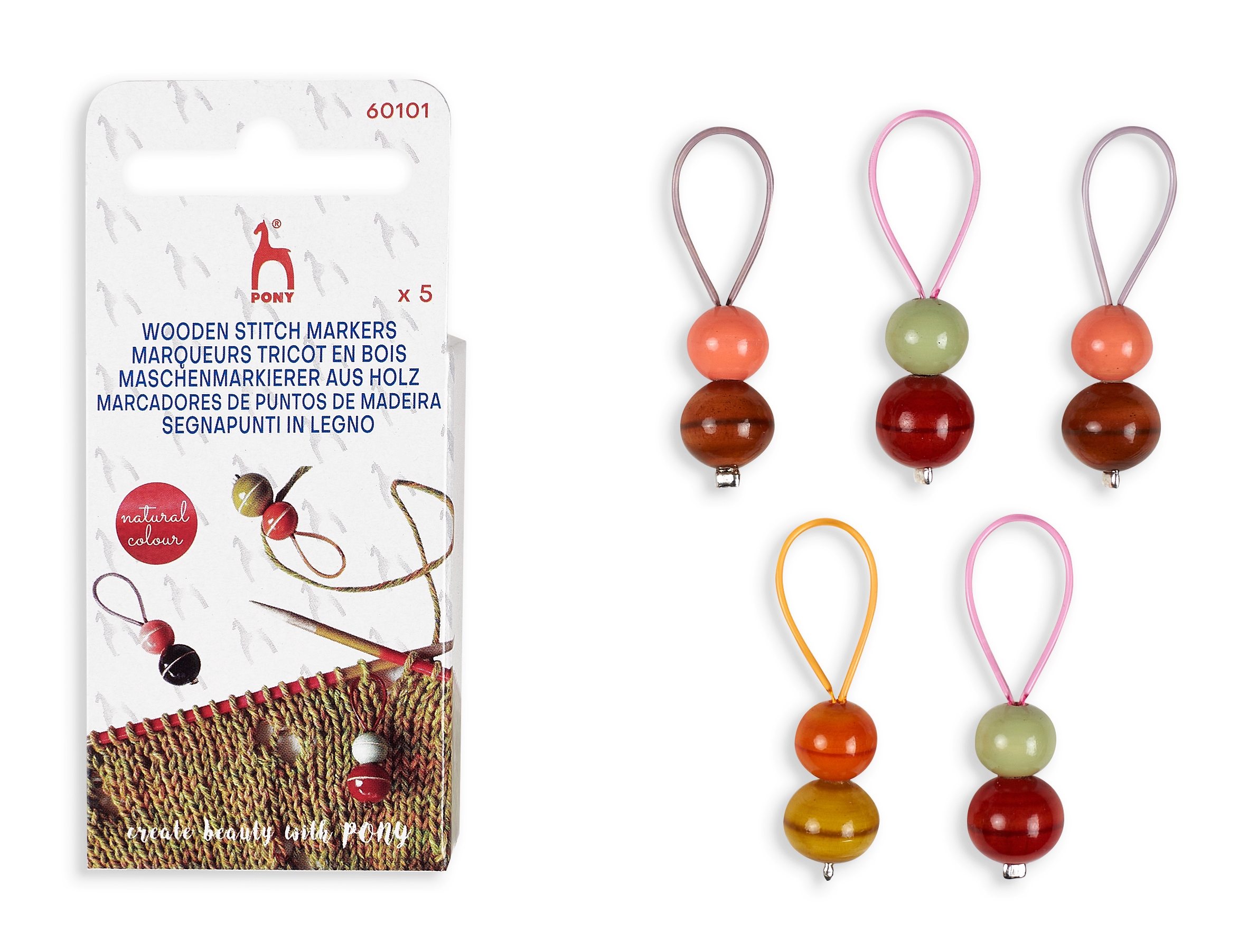 Pony_60101_Wooden-stitch-markers_pi PONY WOODEN SAFETY STITCH MARKERS 60101 - Image 1