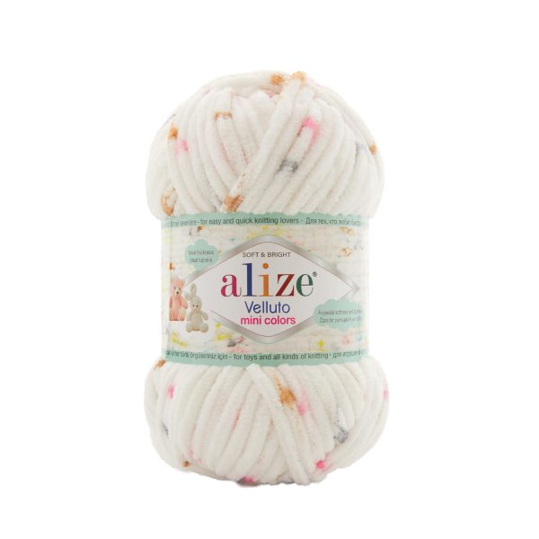Alize Velluto Mini Colors velvet chenille yarn skein multicolor plush yarn for crochet and amigurumi