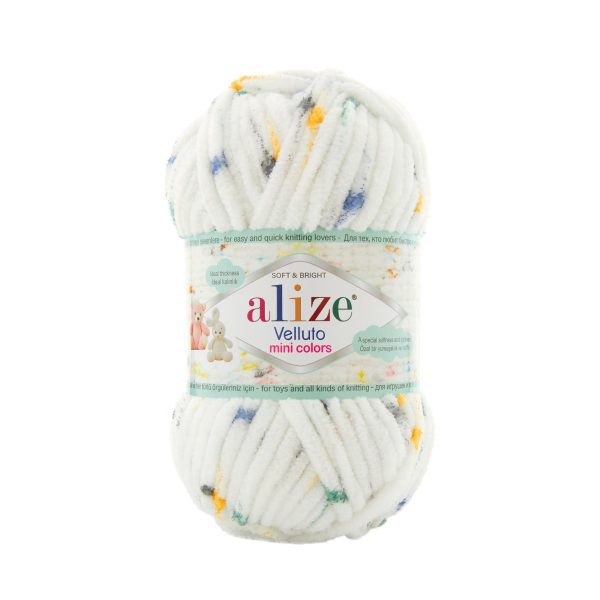 Alize Velluto Mini Colors velvet chenille yarn skein multicolor plush yarn for crochet and amigurumi