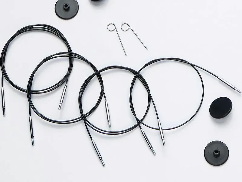 cable800 KNIT PRO STAINLESS STEEL SWIVEL BLACK - SILVER CABLES - Image 1