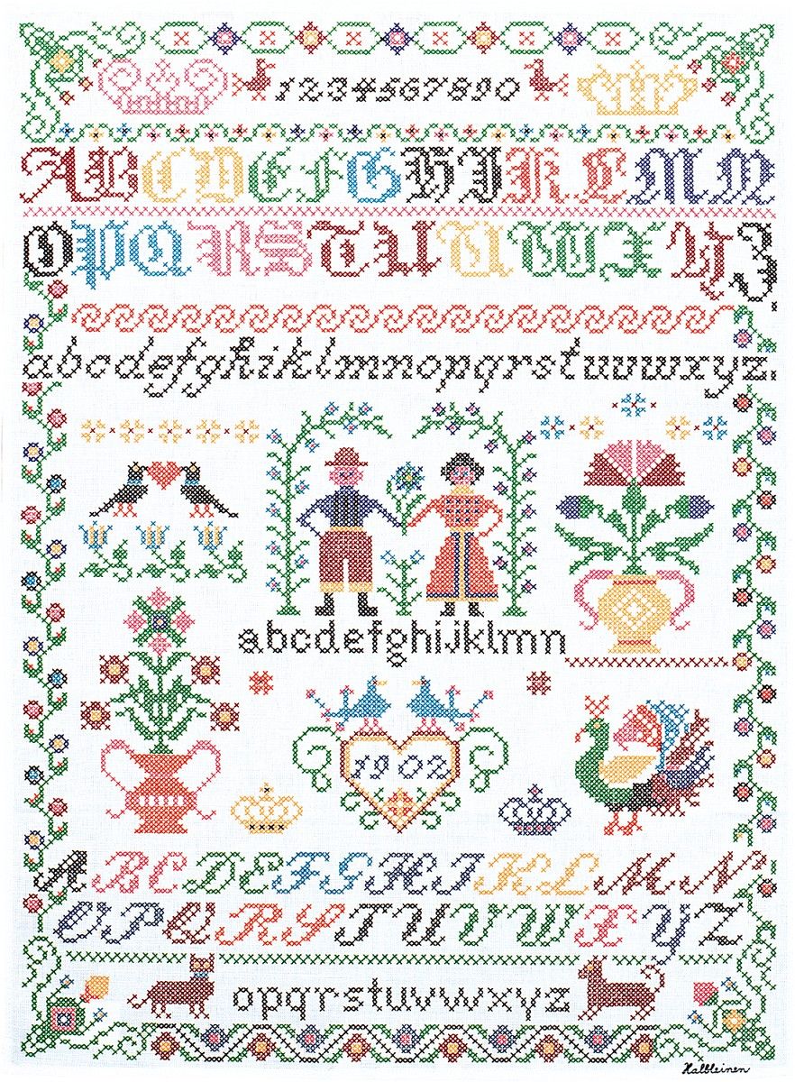 251-363_2118_1200x1200 HALF LINEN TOWEL 50*70CM "KREUTZSTICH ABC" - Image 1