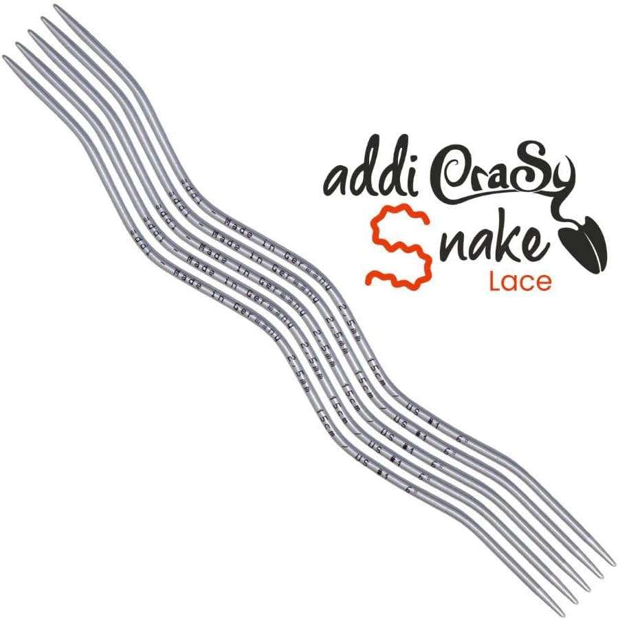 SNAKE TITULS ADDI CraSy Snake lace double pointed knitting needles 15 cm grey anodized aluminium